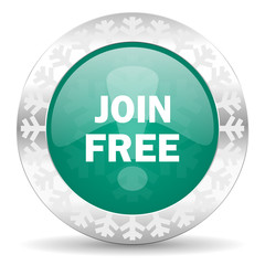 join free green icon, christmas button