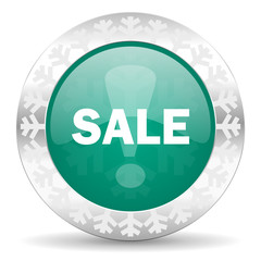 sale green icon, christmas button