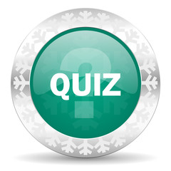 quiz green icon, christmas button