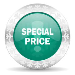 special price green icon, christmas button