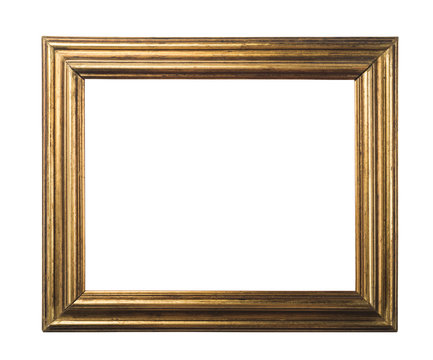 Classic gold frame. Isolated over white background