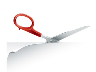 Scissors cutting paper