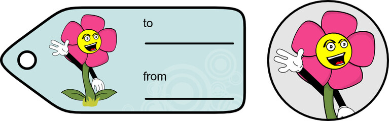 flower cartoon giftcard sticker