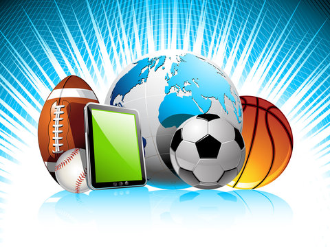 Sports concept background with mobile phone