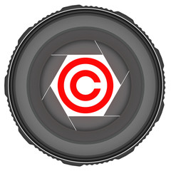 Lens with copyright symbol