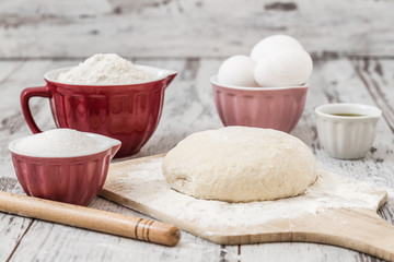 Dough Recipe Ingredients on White Table