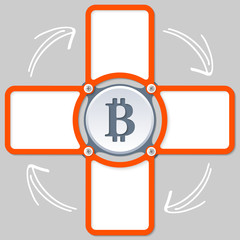 four areas for any text and bit coin symbol