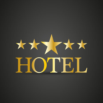 Golden five star hotel sign