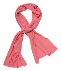 Pink scarf on white background