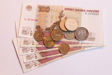 Russian money in the coins and in the bills