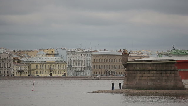 St. Petersburg, two men go away near the walls of the fortress