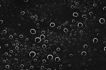 Water drops on black glass