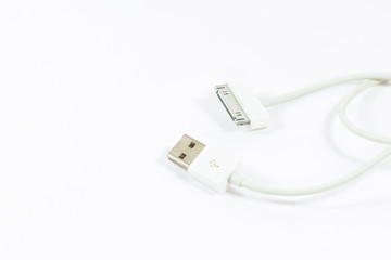 USB plug smartphone on white background