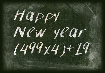 Fototapeta premium blackboard with math happy new year 2015