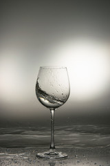 shaken fluid in an wine glass