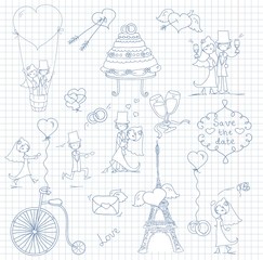 Obraz premium Каракули набор свадьба