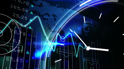 Blue stocks and shares technology screen - Powered by Adobe