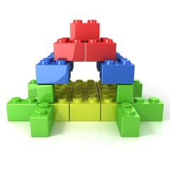Naklejka premium Toy for children, colorful castle construction isolated on white