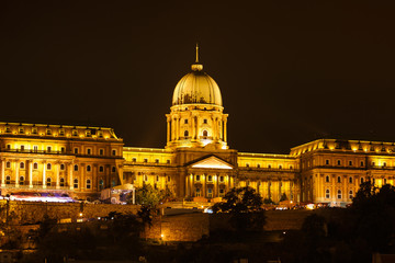 Obraz premium Royal Palace or Buda Castle at night. Budapest, Hungary