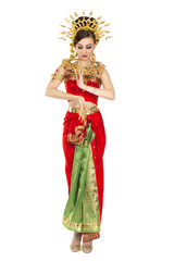 Thai girl dressing with traditional style, Isolated on white