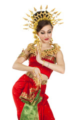 Thai girl dressing with traditional style, Isolated on white