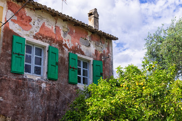 Fototapeta na wymiar Old building in Gaios village, Paxoi island, Greece