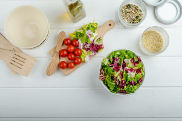 Preparation of mixed vegetable salad