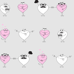 funny Seamless pattern Valentines day. Vector illustration