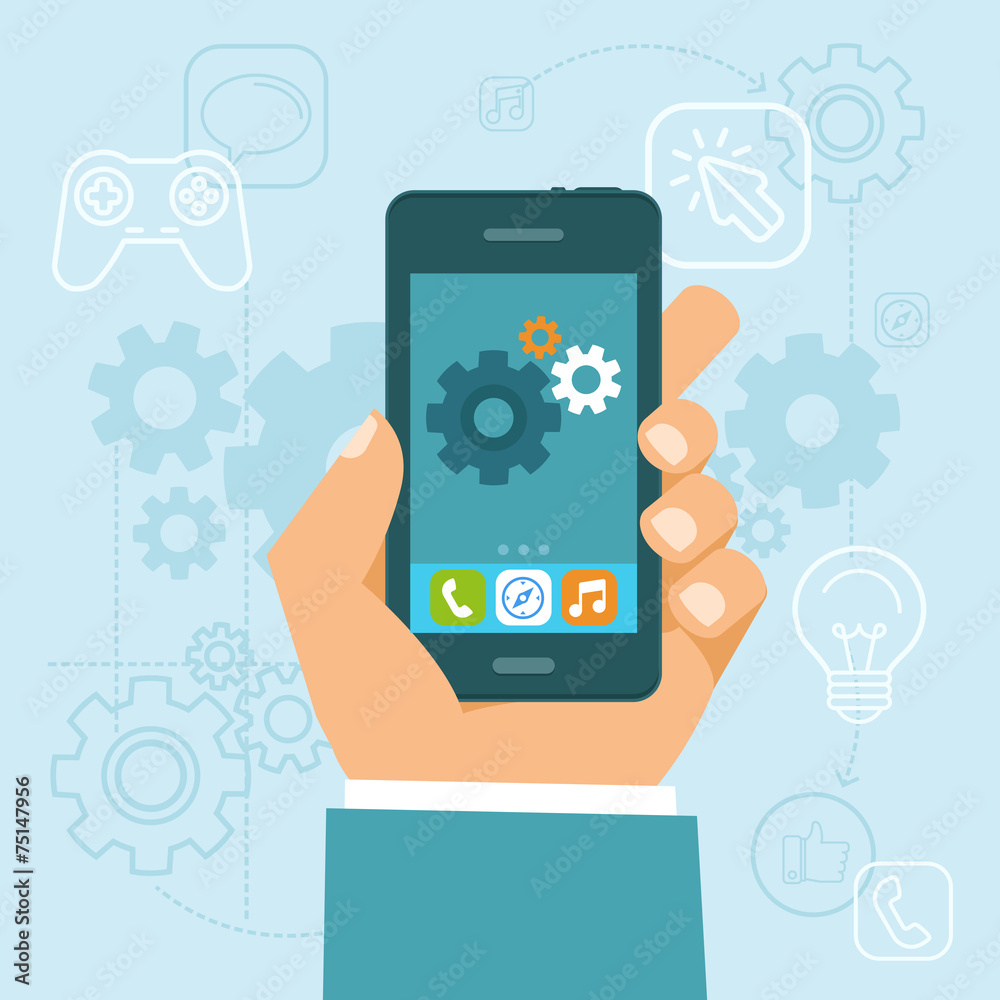 Poster Vector app development concept in flat style