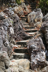 macro photo of stone stairs