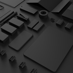 Mock up business template on black background.