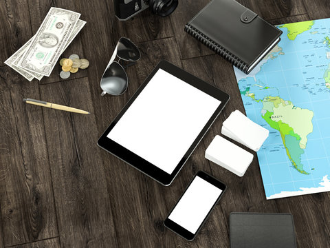 Traveling mock up business template. High resolution.