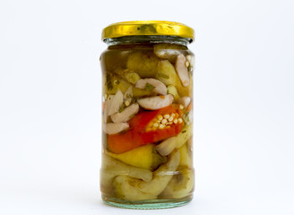 Chilies hot peppers jar