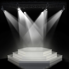 Obraz premium Illuminated empty stage podium for award ceremony