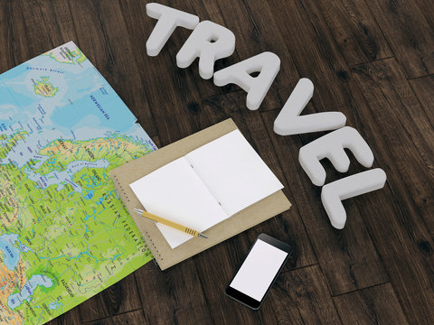 Traveling mock up business template. High resolution 3d render