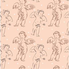 Seamless pattern with cherubs