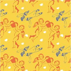 Seamless pattern with cherubs