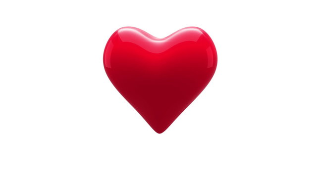 Red heart thumping on white background