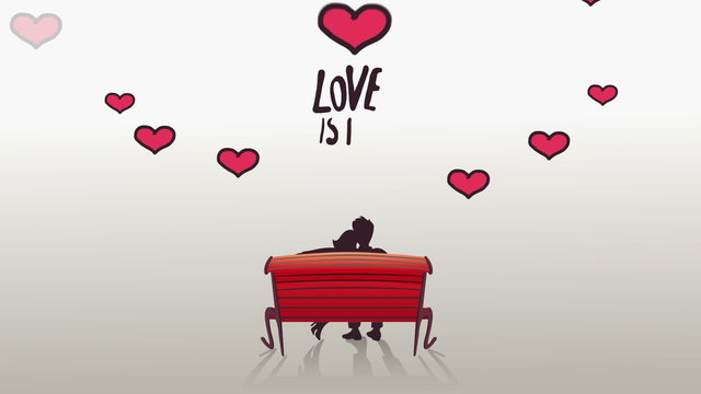 Happy valentines day vector with couple on a bench