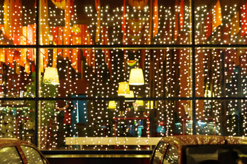 Xmas illumination of restaurant window