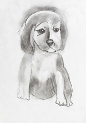 child's drawing - sad puppy