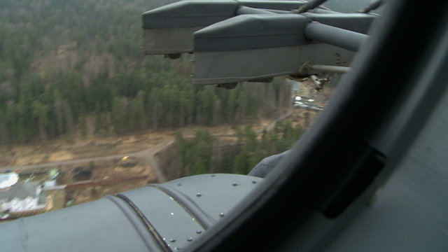 View from helicopter on autumn forest