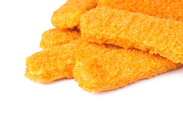fish sticks on a white background