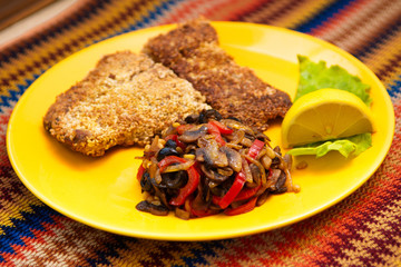 The fried fish carp with sesame seeds