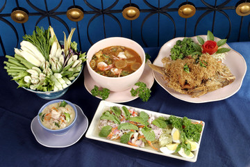 thai food set on table