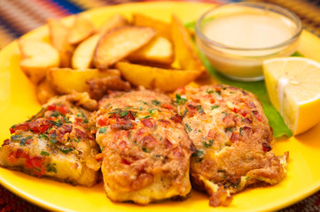 The fish batter with sauce