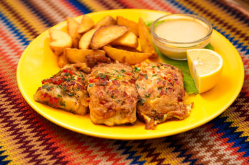 The fish batter with sauce