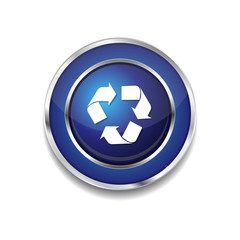 Recycle Blue Vector Icon Button