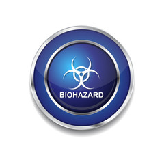 Biohazrd Sign Blue Vector Icon Button