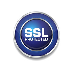 SSL Protected Blue Vector Icon Button
